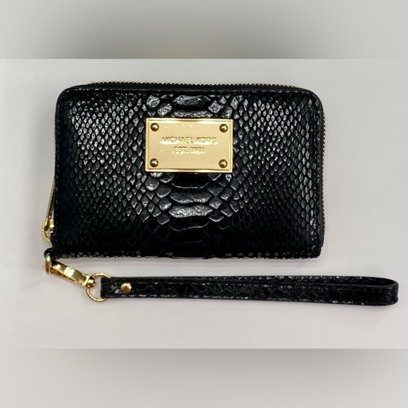 Michael Kors black python wallet/wristlet. - Picture 1 of 6